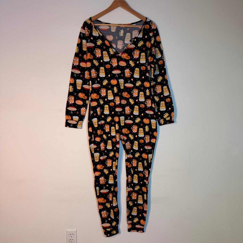 Cozy Fall Pumpkin Spice Coffee Print Long-Sleeve Onesie
